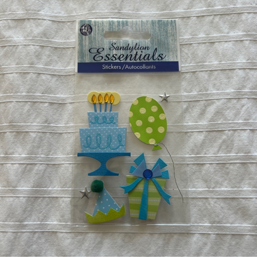 VTG NWT Sandylion Essentials Dimensional Birthday Boy Sticker Set